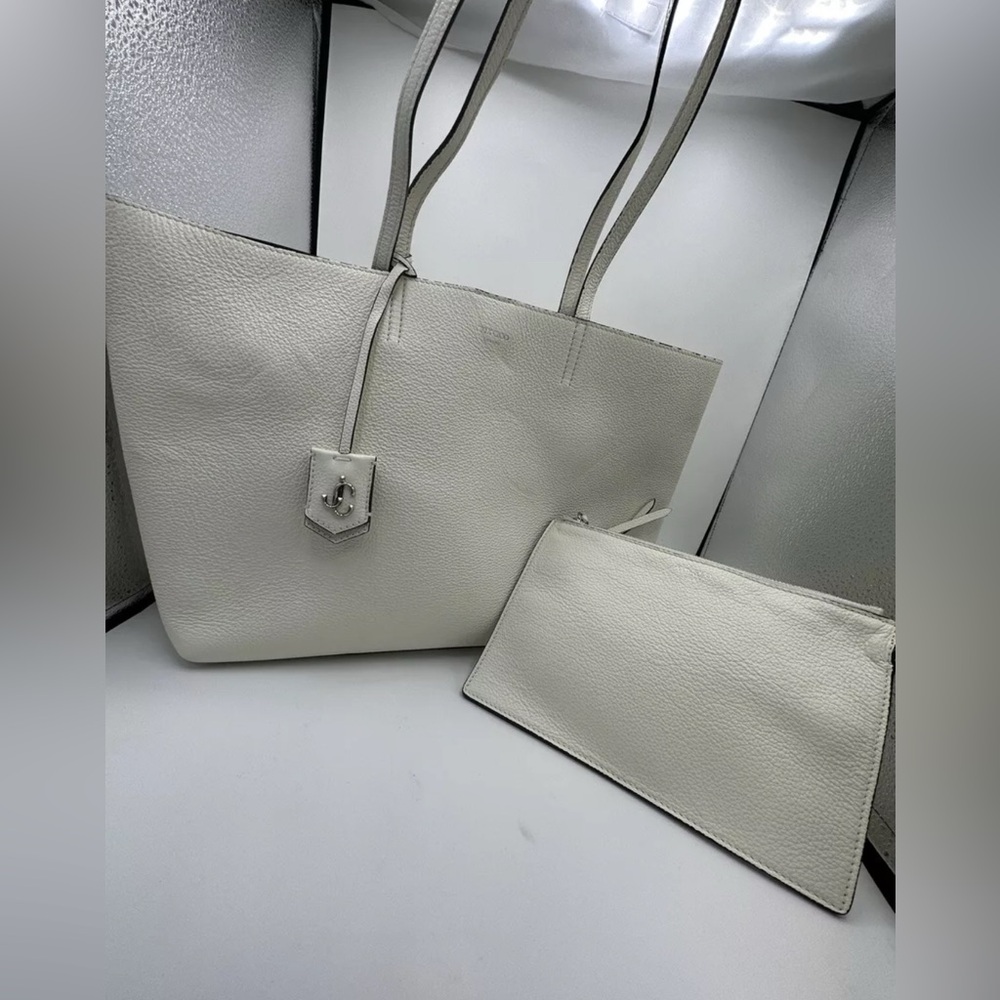 Jimmy Choo nine2five leather White Tote Bag Set includes pouch